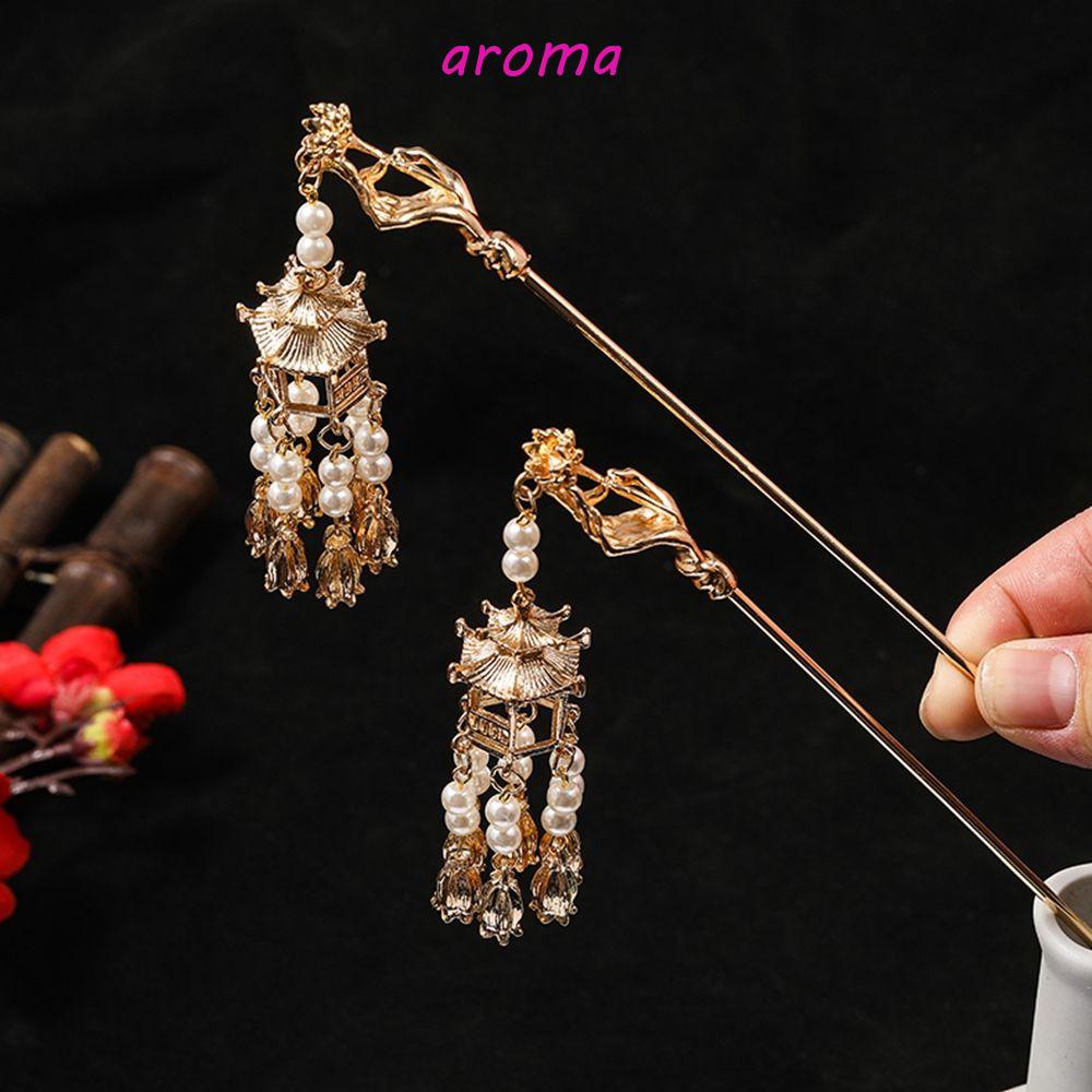 AROMA Trâm Cài Tóc Hợp Kim Phối Tua Rua Phong Cách Trung Hoa Cổ Điển Cho Nữ