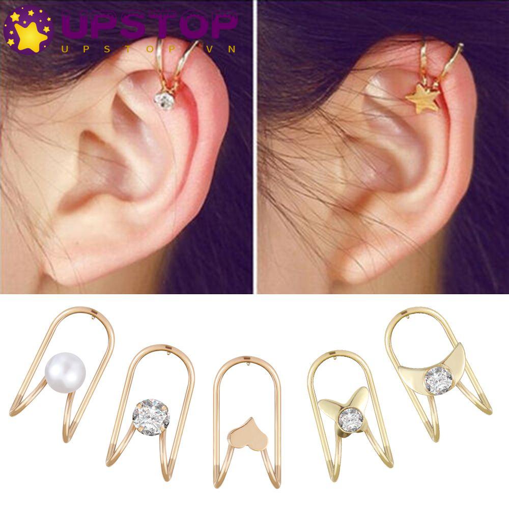 UPSTOPVN 1 Cặp Khuyên Kẹp Vành Tai Không Xỏ Lỗ Họa Tiết Hình Học Thời Trang Cho Nữ