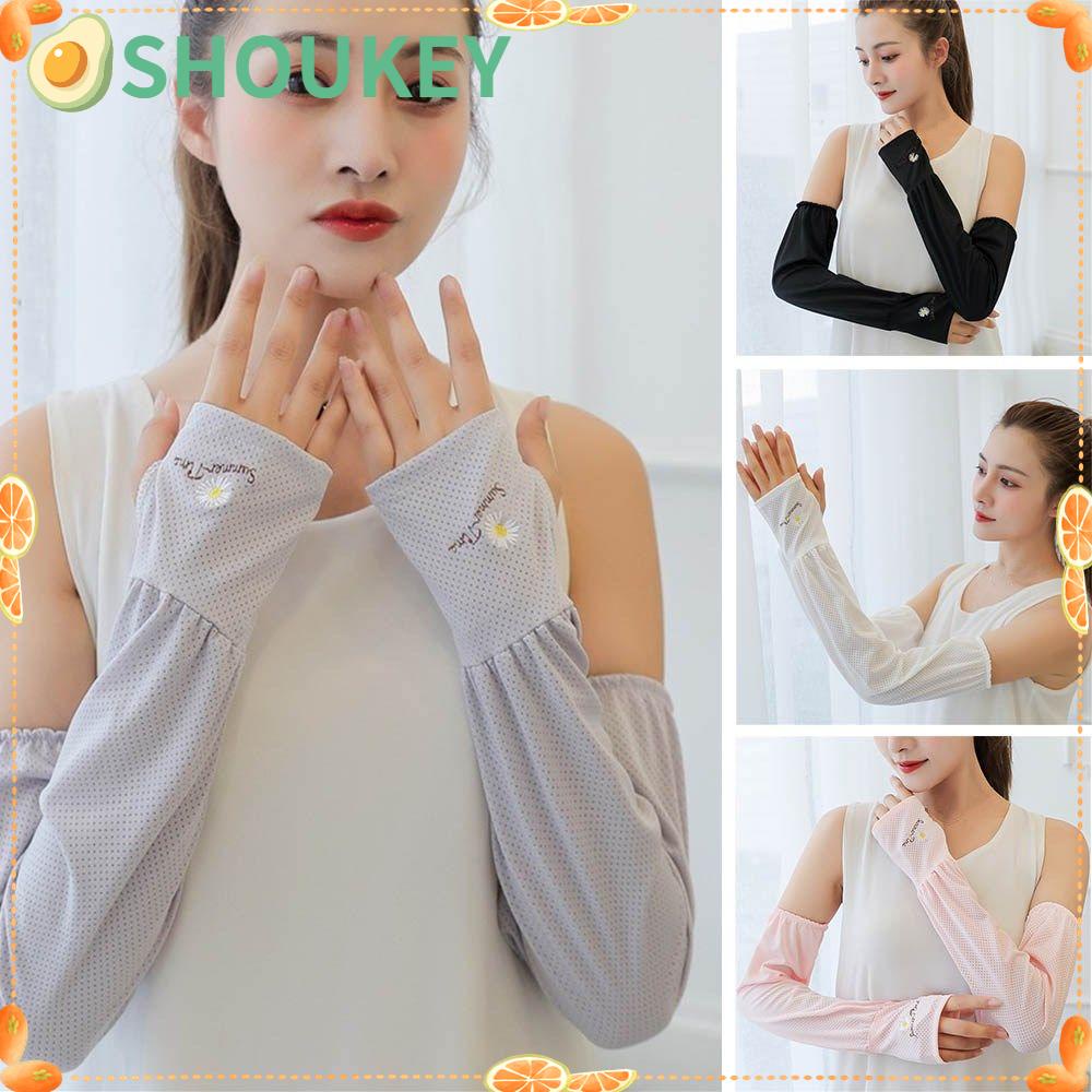 SHOUKEY Găng Tay Chống Nắng Bằng Lụa Lạnh Phối Lưới Thoáng Khí Bảo Vệ Khỏi Tia UV Cho Nữ