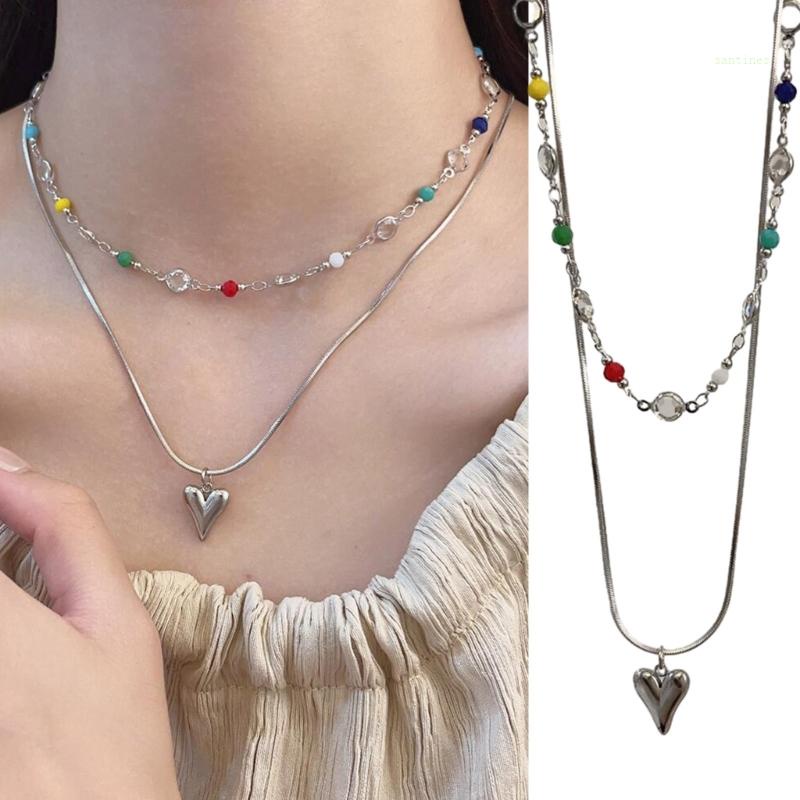 Vòng cổ Hai Lớp Mặt Hình Trái Tim Ngọt Ngào