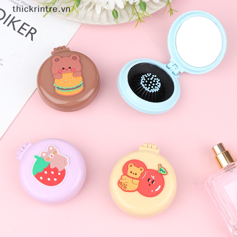 Lược Chải Tóc Massage Da Đầu Kèm Gương Soi Kích Thước Nhỏ Gọn Bỏ Túi 1 Cái