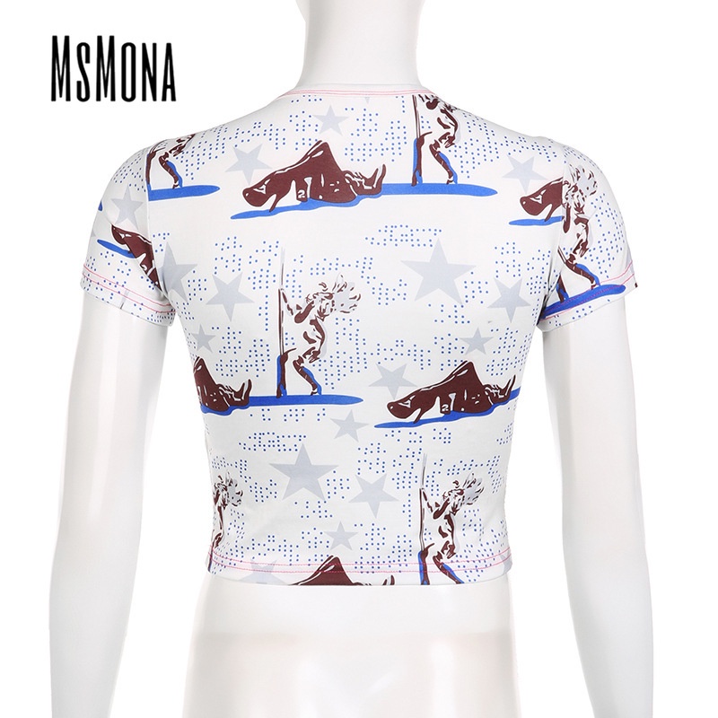 Áo Thun Ngắn Tay Cổ Tròn Màu Trơn Họa Tiết Hoa Thời Trang 2023 Cho Nữ