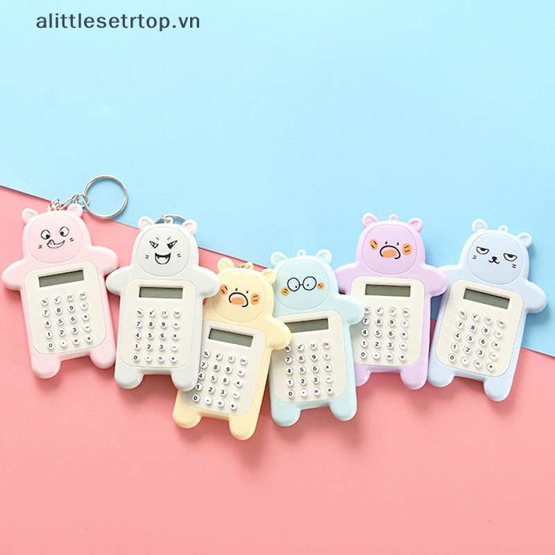 Alittlesetrtop máy tính hoạt hình sáng tạo đồ dùng văn phòng máy tính kỹ thuật số nhỏ di động kích thước bỏ túi 8 hiển thị sinh viên caculator dễ thương.