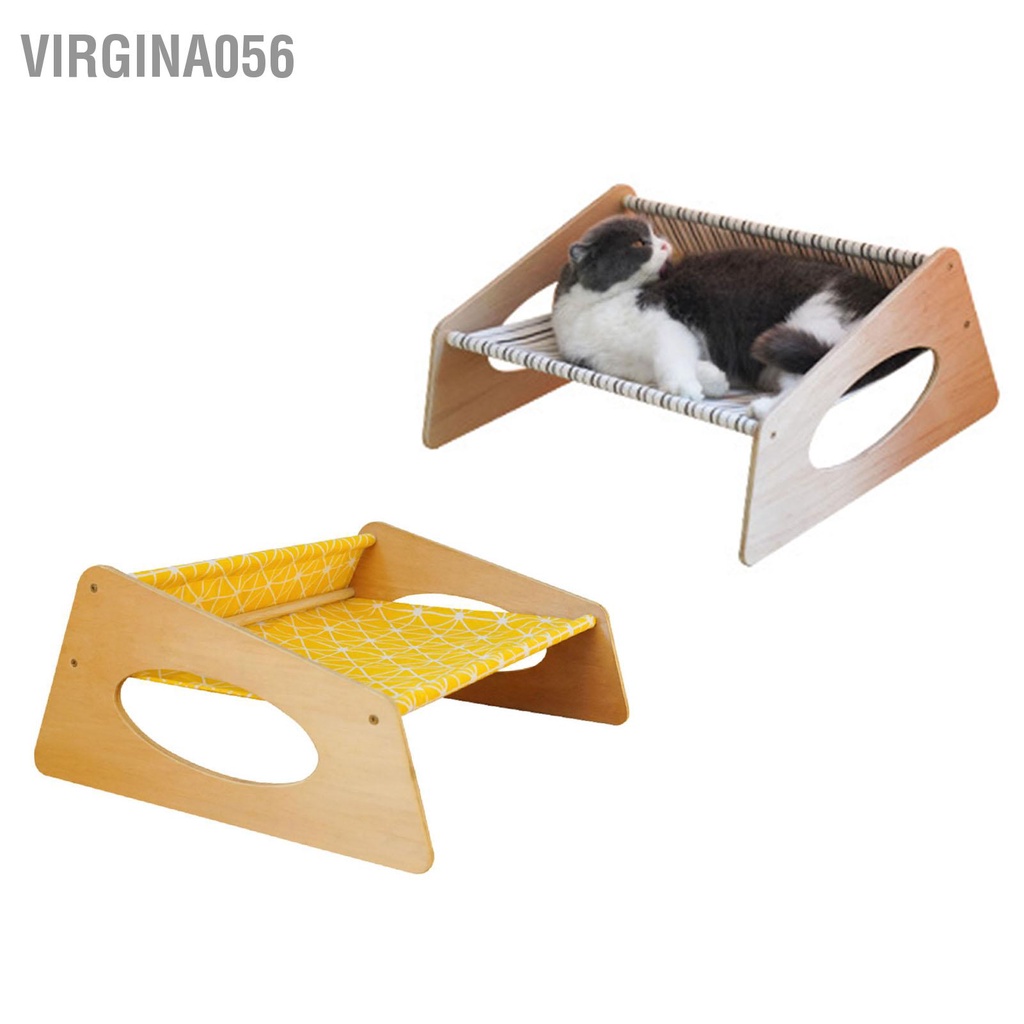 Virgina056 Võng giường cho mèo Vải lanh thoáng khí vừa phải Giường nâng cao thoải mái trong nhà