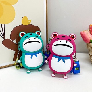 Túi đeo chéo mini bằng silicon hình chú ếch dễ thương thời trang cho bé