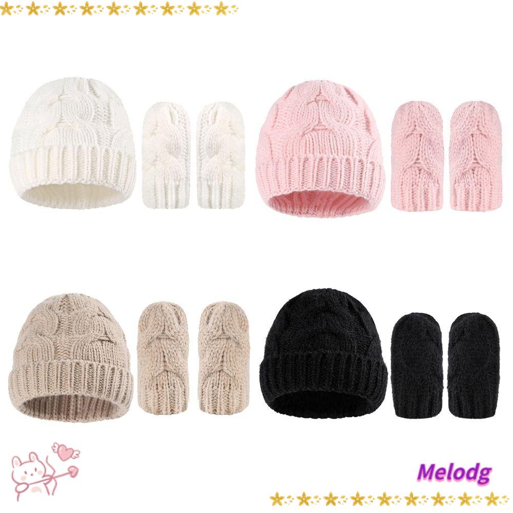 MELODG Bộ Găng Tay Và Mũ Len Mới Cho Bé 0-3 Tuổi