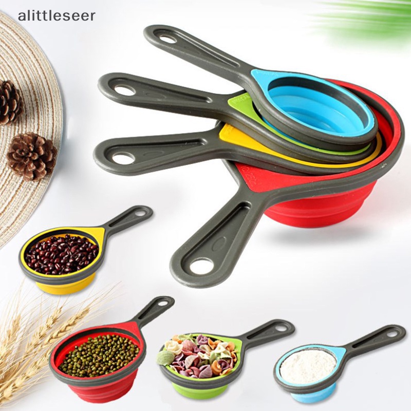 Set 4 Muỗng Đo Lường Bằng Silicone Có Thể Gấp Gọn Tiện Dụng