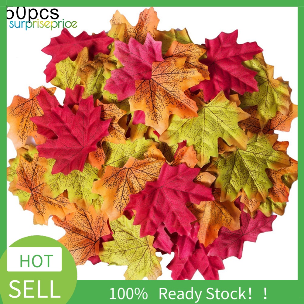 Set 50 Lá Phong Giả Sống Động Trang Trí Tiệc Cưới / Halloween