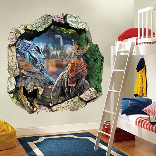 Miếng Dán Tường Hình Khủng Long Hoạt Hình Tháo Rời Được Trang Trí Phòng Bé Trai