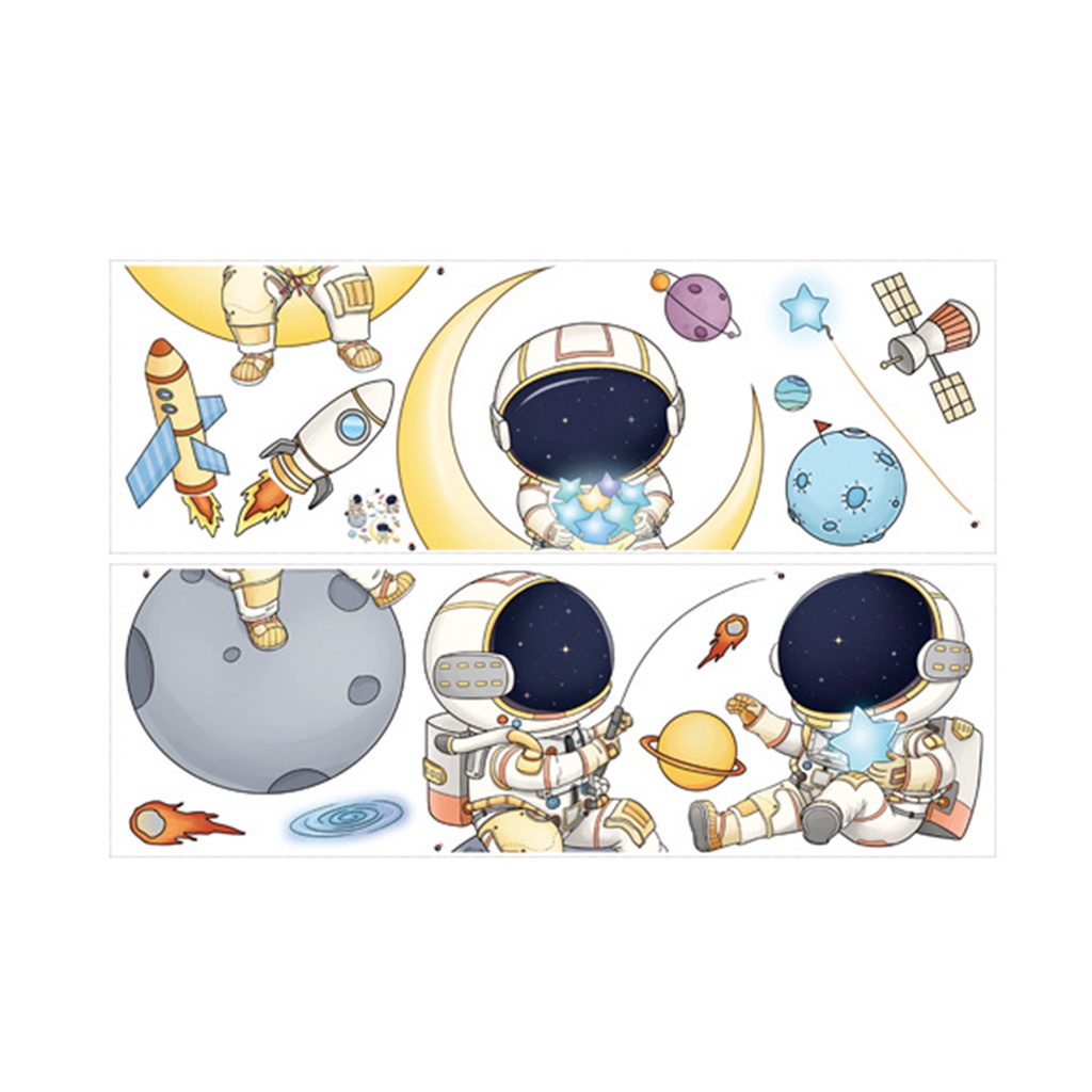 Set 2 Miếng Dán PVC Chống Thấm Nước Họa Tiết Hành Tinh Hoạt Hình Dễ Thương Trang Trí Nhà Cửa