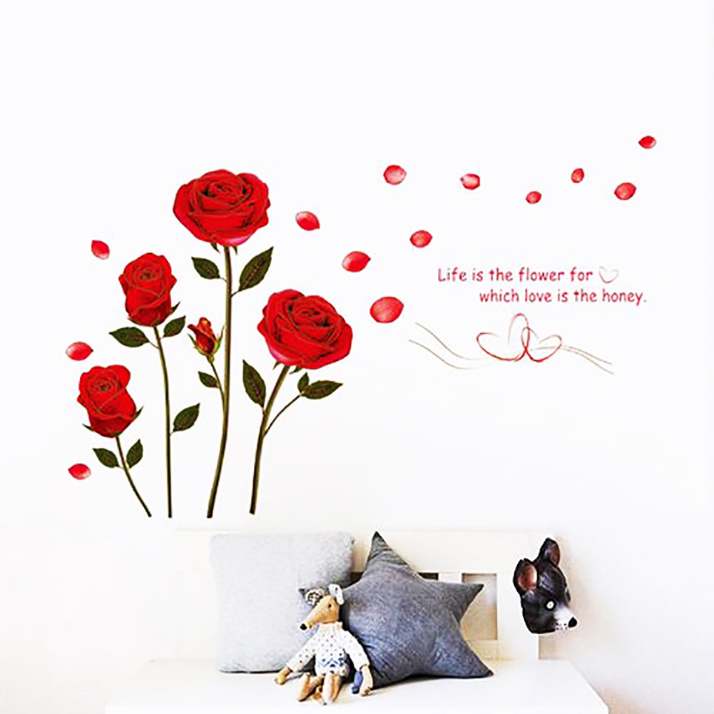 Miếng Dán Tường Trang Trí Hình Hoa Hồng DIY