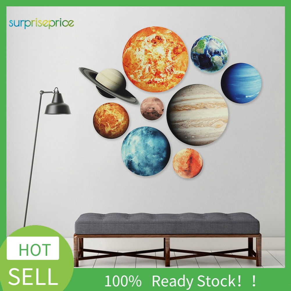 Set 9 Miếng Dán Tường Hình Các Hành Tinh Hệ Mặt Trời Dạ Quang Trang Trí Phòng Trẻ Em
