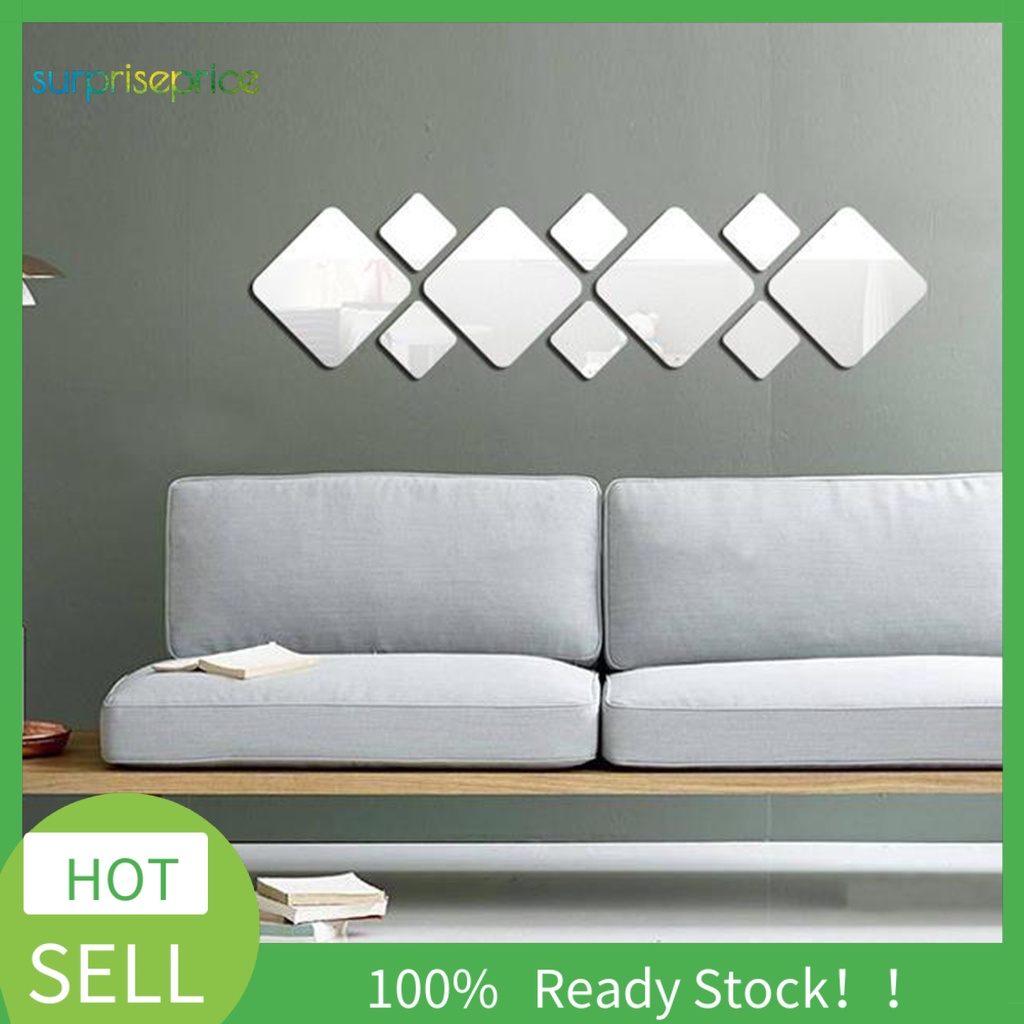 Bộ 9 Miếng Dán Tường Tráng Gương Bằng Acrylic Chống Mòn Có Thể Tháo Rời Cho Nhà Ở