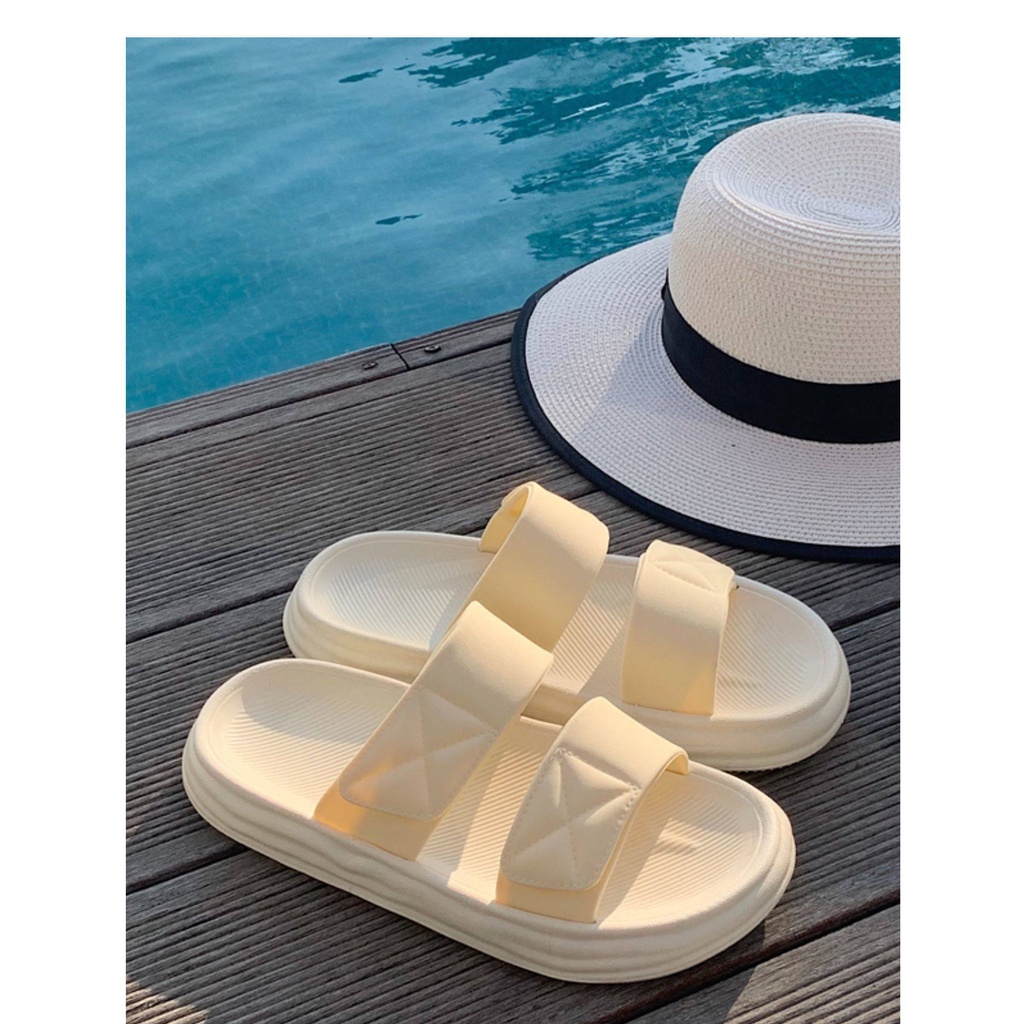 Xăng đan Hai Lớp Đế Mềm Màu Trơn Đơn Giản Thoải Mái Mùa Hè Dành Cho Bạn Nữ Mang Trong Nhà / Phòng Ngủ