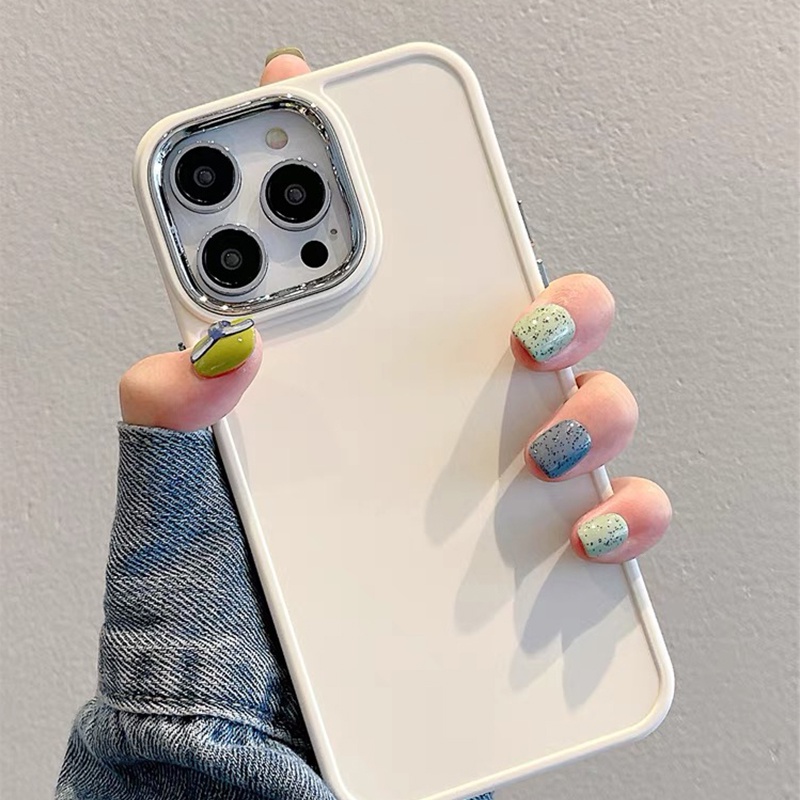 Ốp Điện Thoại Silicone Mềm Nút Kim Loại Màu Hồng Cho IPhone 14 Pro Max 13 12 11 Pro Max XS X XR 8 + 7 Plus