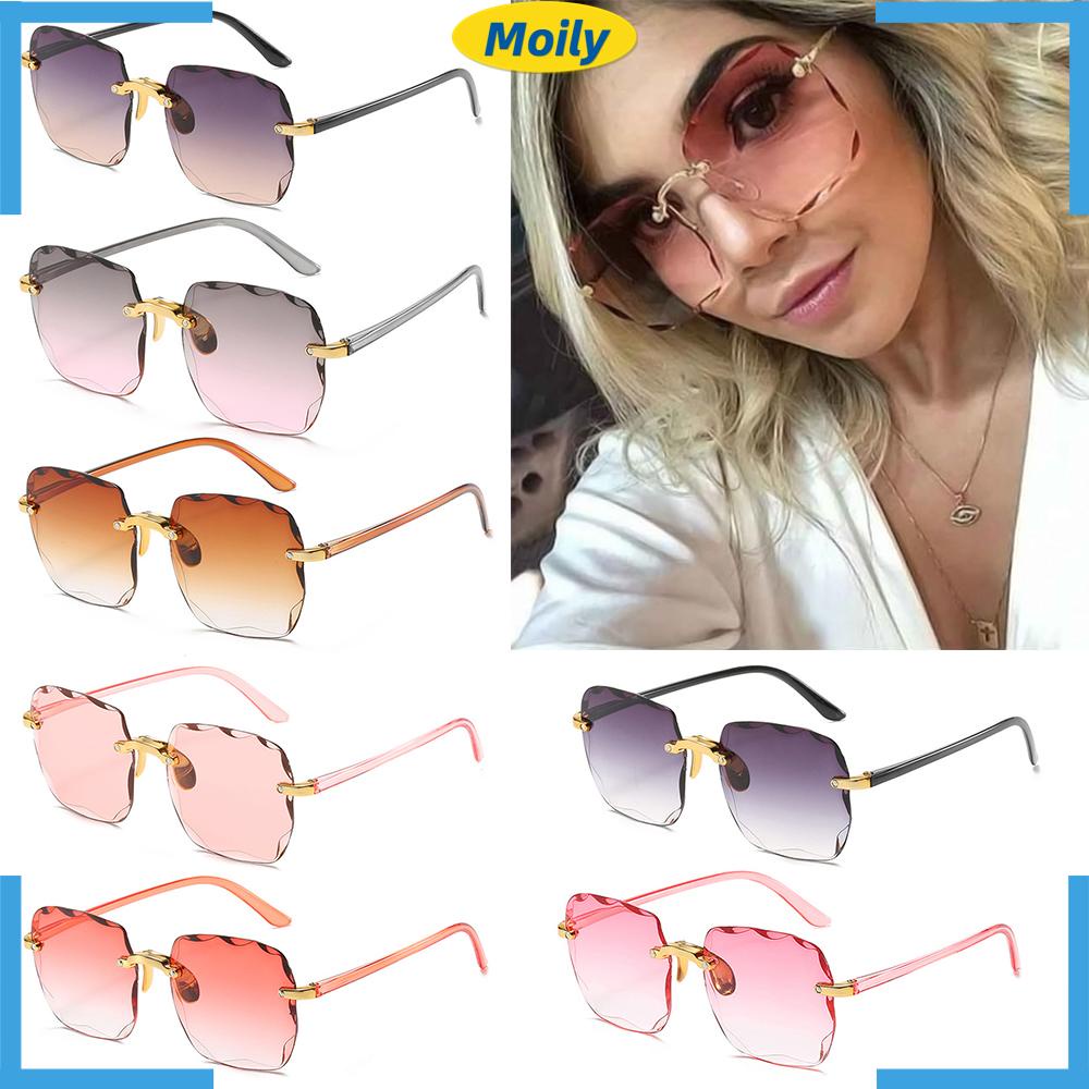 MOILYVN Kính Mát Gọng Vuông Không Viền Trong Suốt Thời Trang Cho Nữ