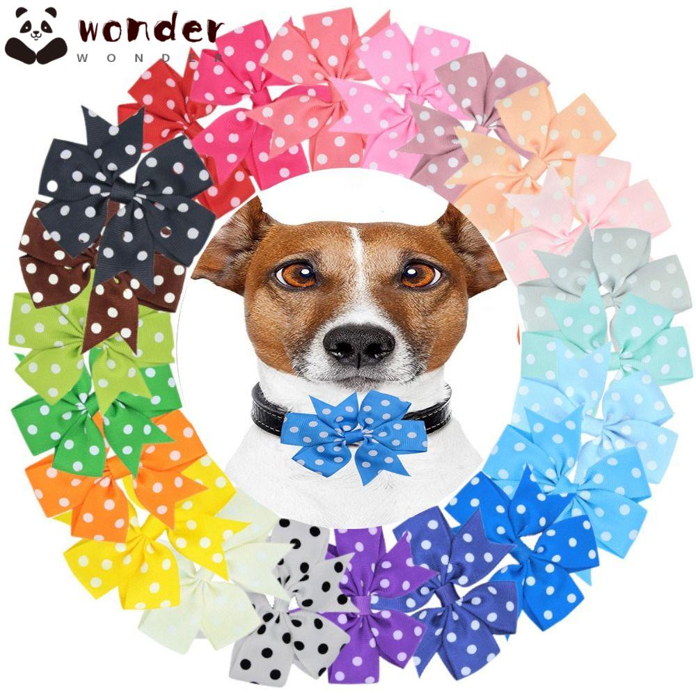 WONDER Set 20 Nơ Đeo Cổ 8CM Họa Tiết Chấm Bi Dành Cho Thú Cưng