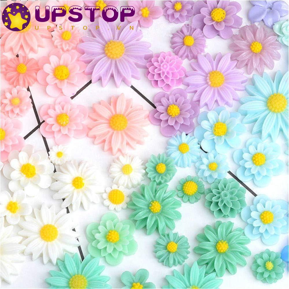 UPSTOPVN Bộ 44 Hạt Nhựa Hình Hoa Nhiều Màu Sắc Dùng Làm Trang Sức