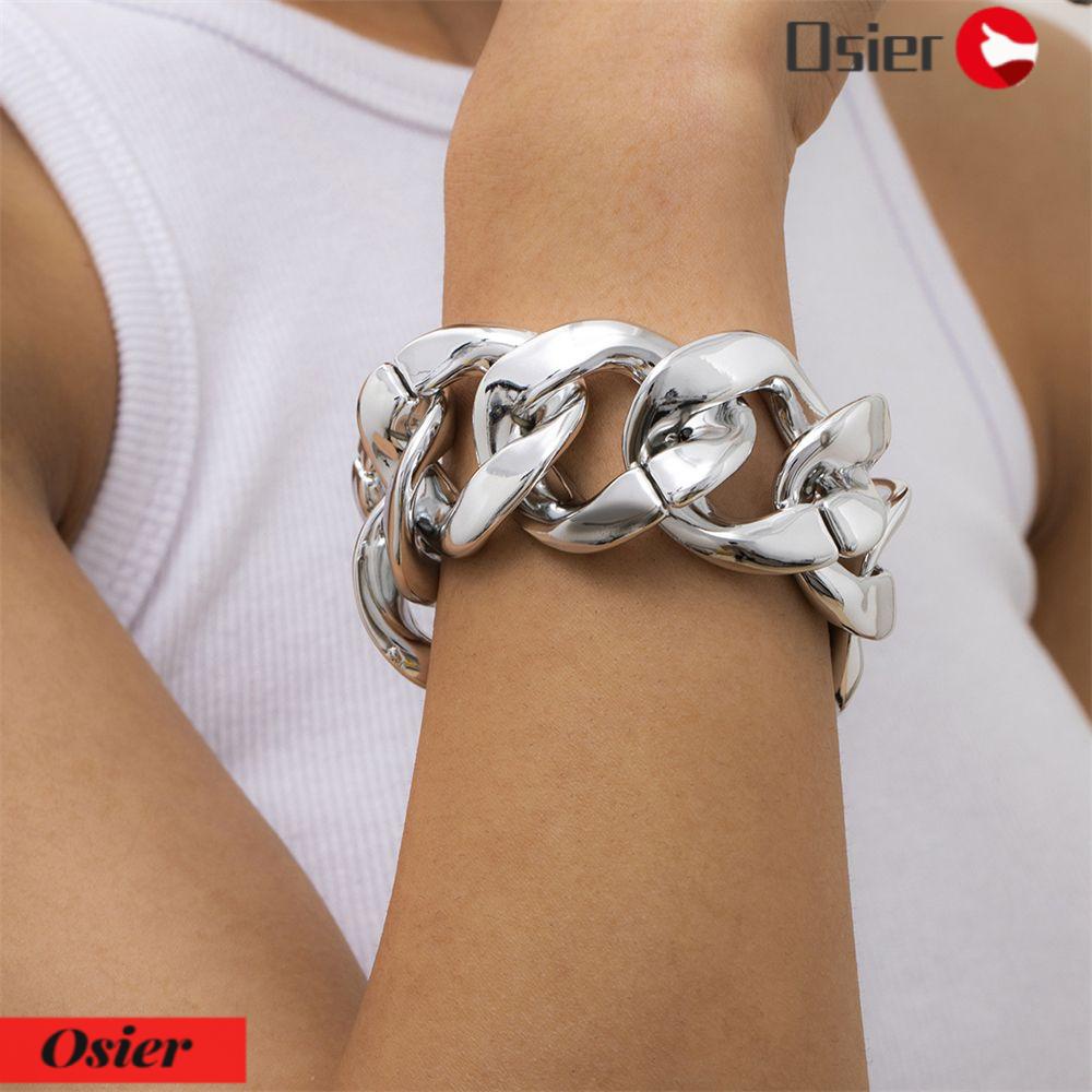 OSIER1 Vòng Tay Dây Xích Dày Dạng Xoắn Phong Cách Hip Hop Cổ Điển Thời Trang