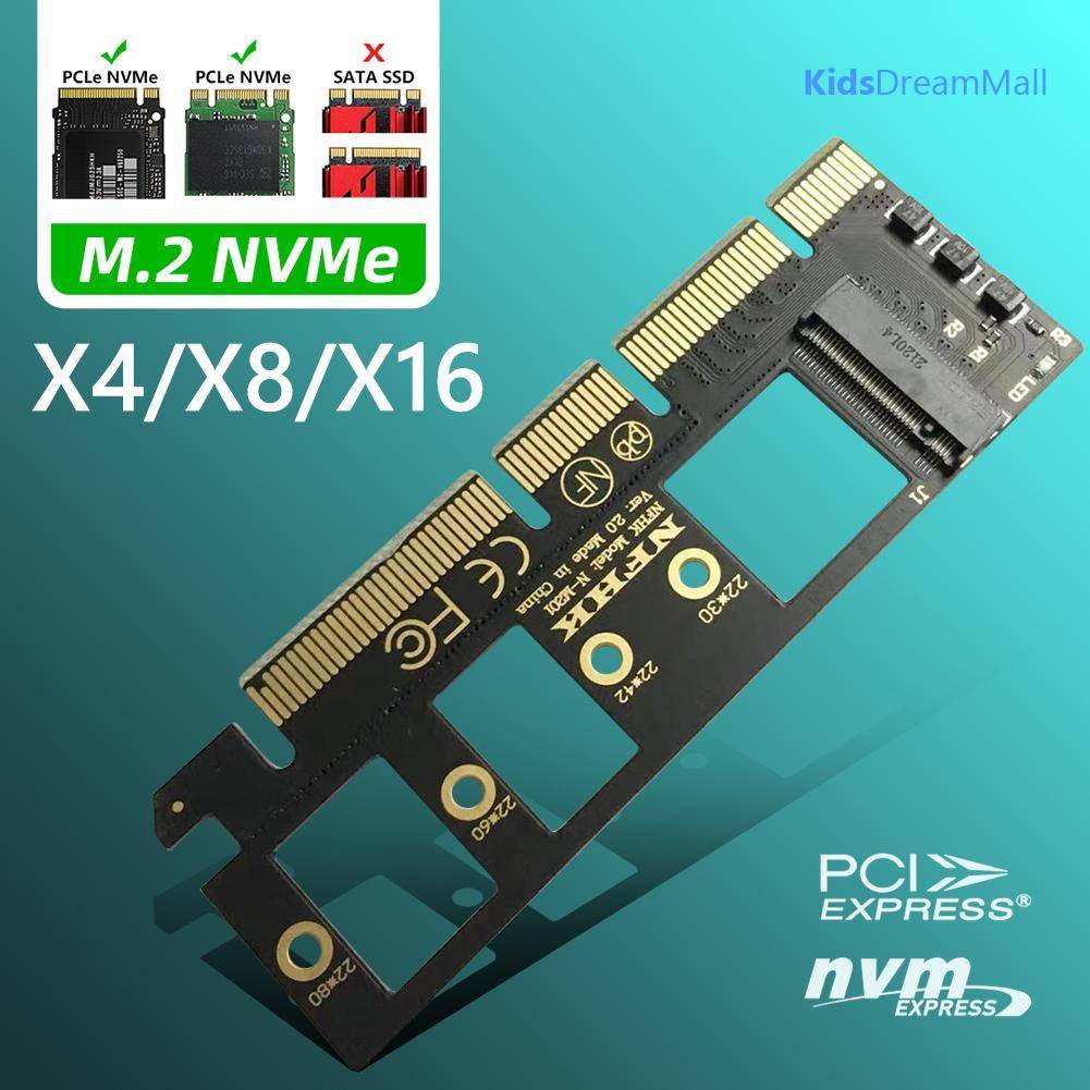 Thẻ Chuyển Đổi M.2 NVME SSD Sang PCIE X4 X16 / X8 / X4 Hỗ Trợ M-Key M.2 NVME