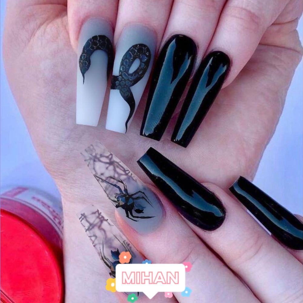 MIHAN1 Hộp 24 Móng Tay Giả Che Phủ Toàn Diện Dạng Nhấn Tiện Dụng