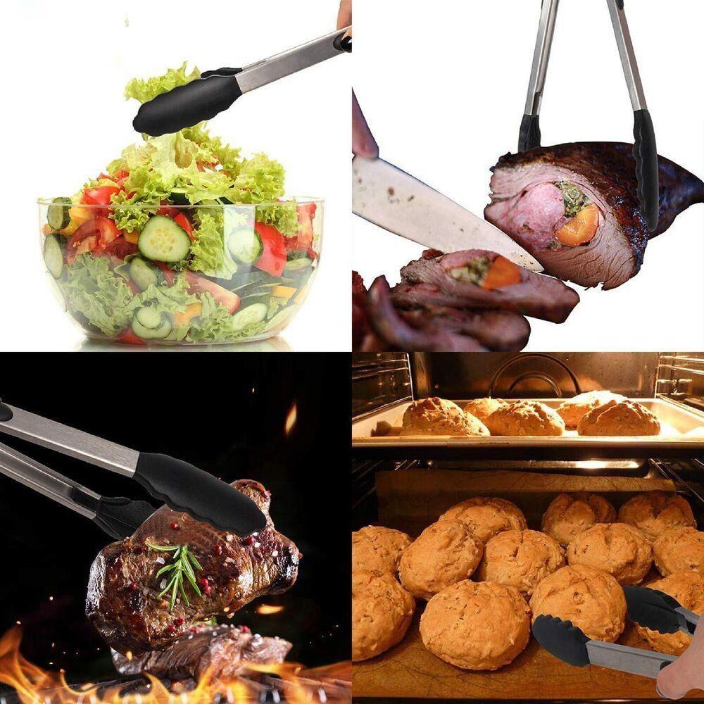 YNATURAL Kẹp Gắp Thức Ăn Bằng Silicone Tay Cầm Inox 7-inch Tiện Dụng Cho Nhà Bếp