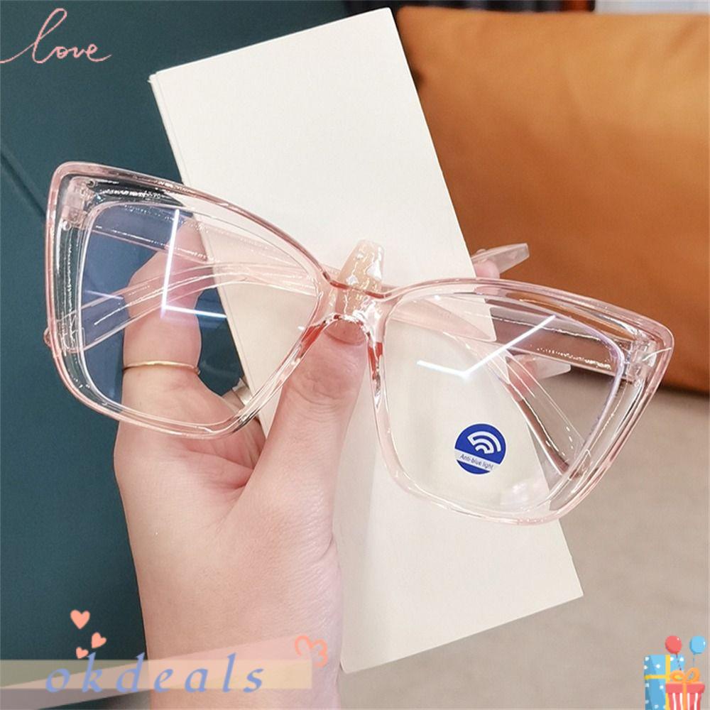 OKDEALS Mắt Kính Gọng Lớn Chống Tia UV Siêu Nhẹ Màu Trơn Thời Trang Cho Nữ