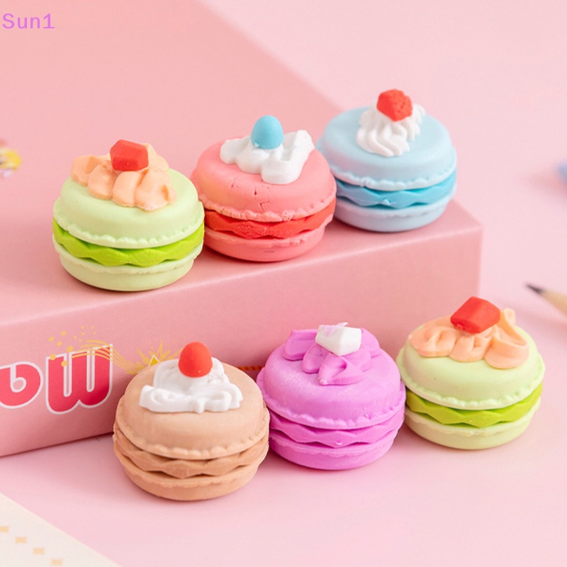 Set 6 Gôm Tẩy Hình Bánh Macaron Dễ Thương Dành Cho Học Sinh