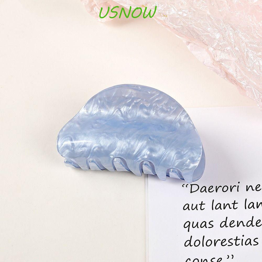 USNOW Kẹp Tóc Càng Cua Bằng Acrylic Họa Tiết Kẻ Sọc / Đá Hoa Cương Kiểu Vintage Dễ Thương Thời Trang