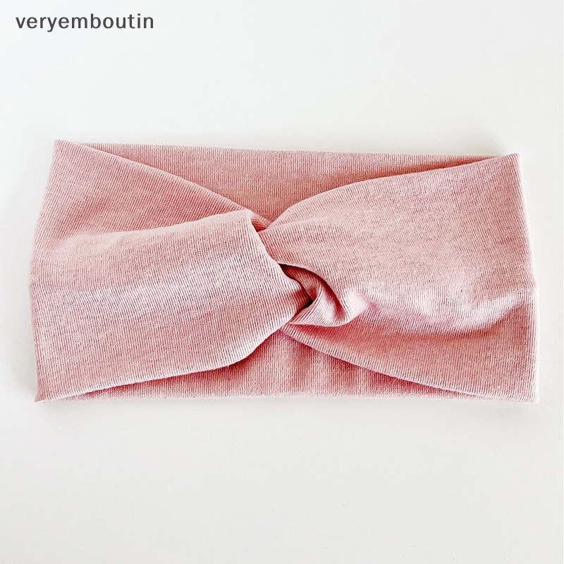 Băng Đô Cài Tóc Co Giãn Màu Trơn Đính Nơ Chéo Thời Trang Cho Nữ