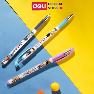 Bút bi nước học sinh mực gel đen/xanh/tím One Piece Vui Hải Tặc Deli nhanh khô lâu hết mực viết đều nét - CG13