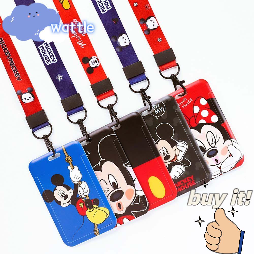 WATTLE Ốp Điện Thoại Họa Tiết Hoạt Hình Mickey Minnie Kèm Dây Đeo Và Ngăn Đựng Thẻ Tiện Dụng Cho Trường Học / Văn