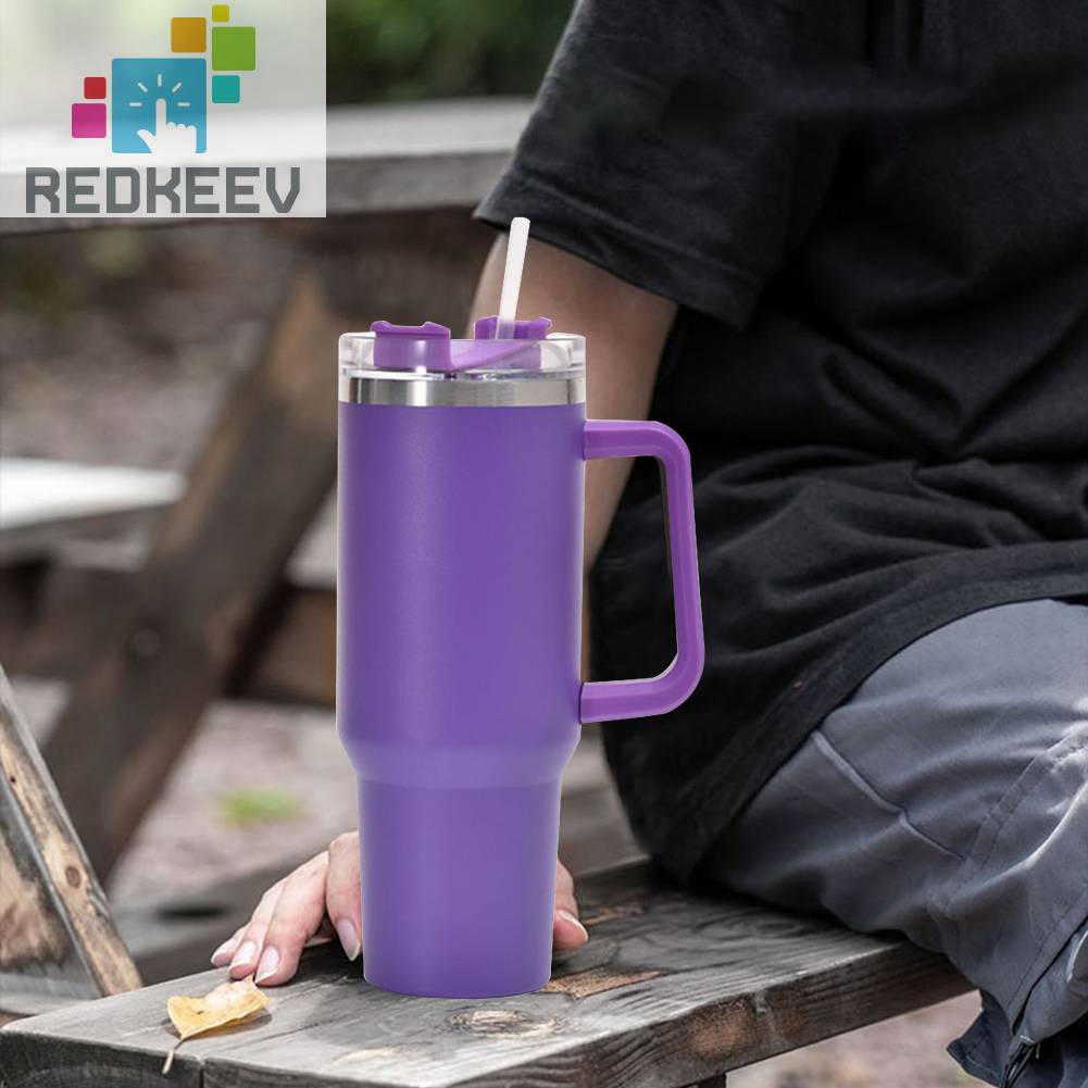 Cốc Uống Cà Phê Bằng Thép Không Gỉ Có Ống Hút Dung Tích 40oz