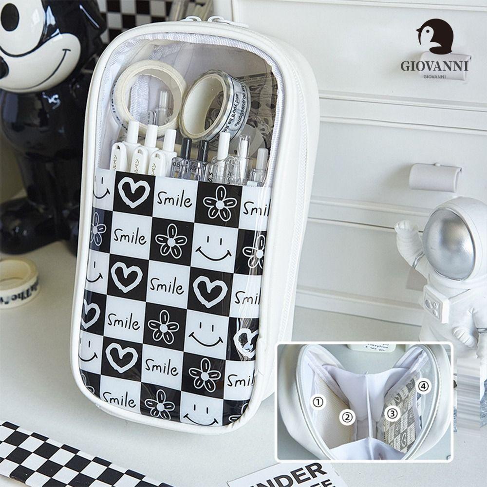 GIOVANNI Túi Đựng Bút Bằng Da PU Chống Nước Sức Chứa Lớn Phong Cách Hàn Quốc