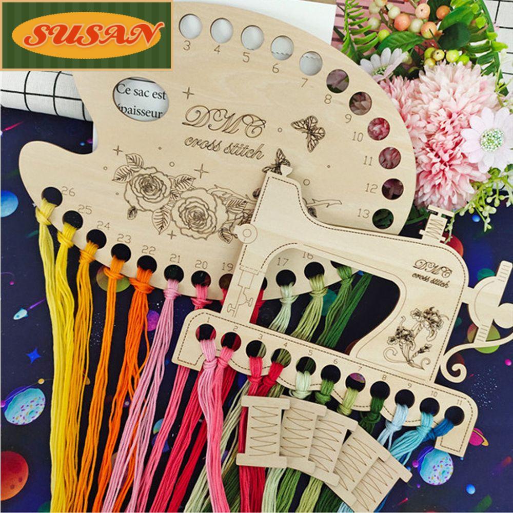 SUSANS Dụng Cụ Quấn Chỉ Thêu Hình Mèo Hoạt Hình Bằng Gỗ