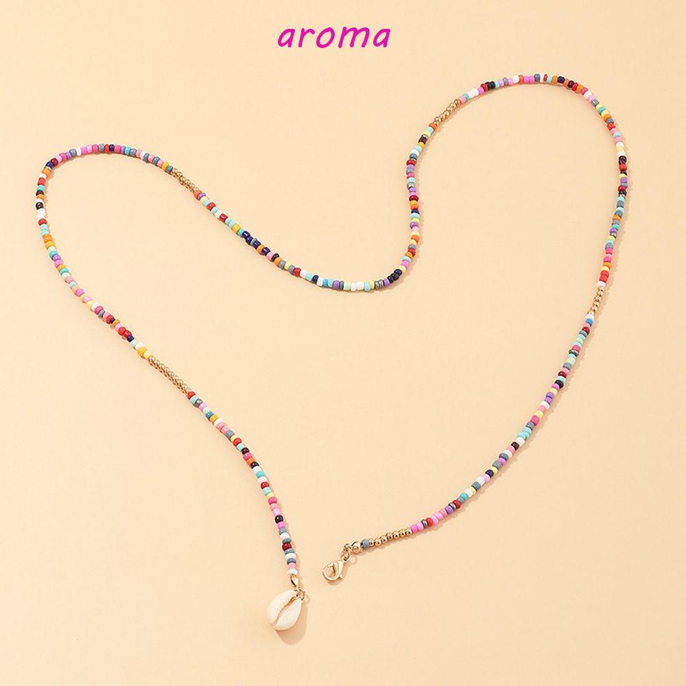 AROMA Vòng cổ Hợp Kim Y2K Đính Hạt Nhiều Màu Phong Cách Retro Hàn Quốc