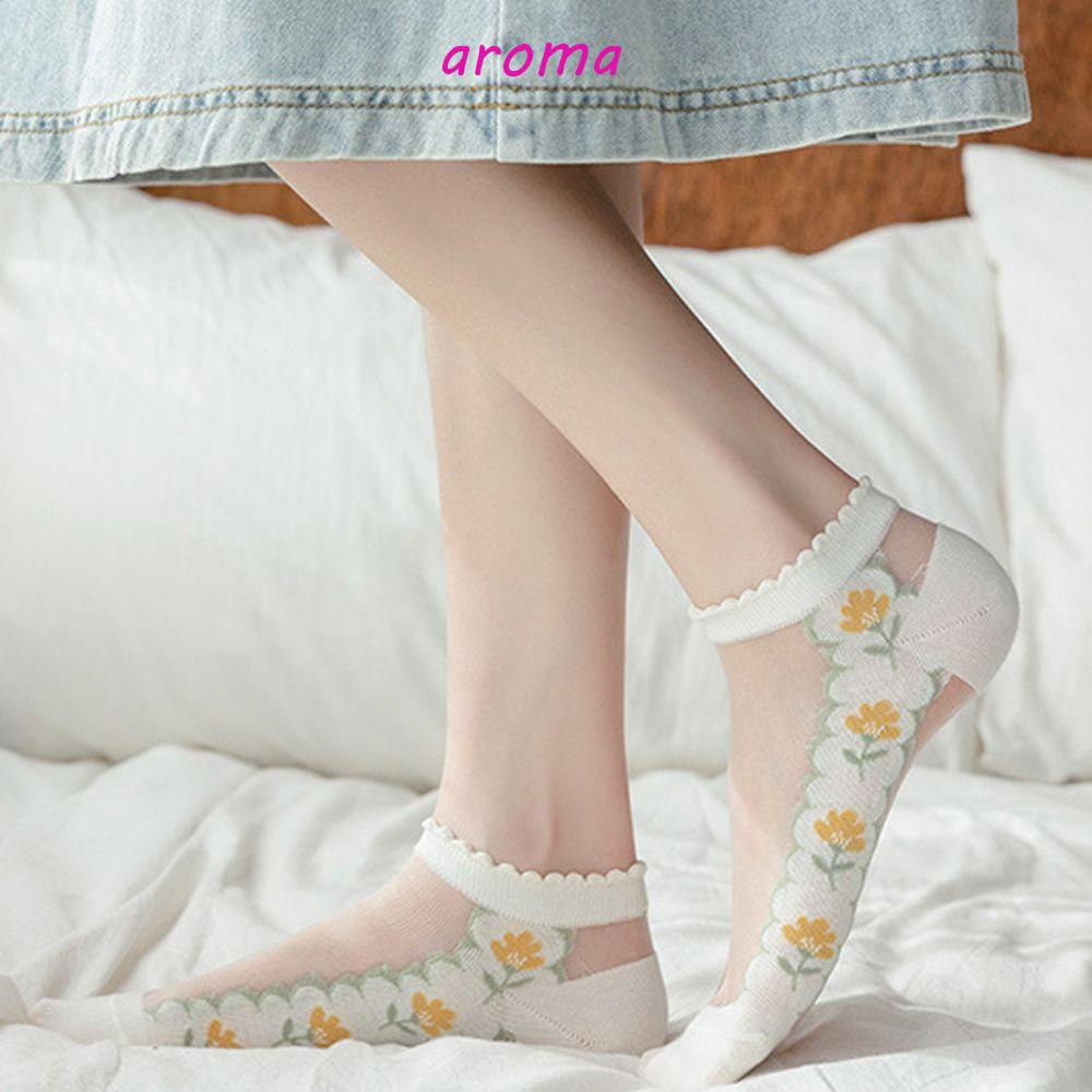AROMA Vớ Ren Nhún Bèo Phong Cách Lolita Nhật Bản Thời Trang Mùa Hè Thoải Mái Cho Nữ
