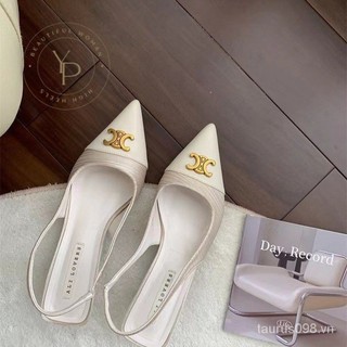 Giày cao gót sandal da pu hở ngón đế thấp