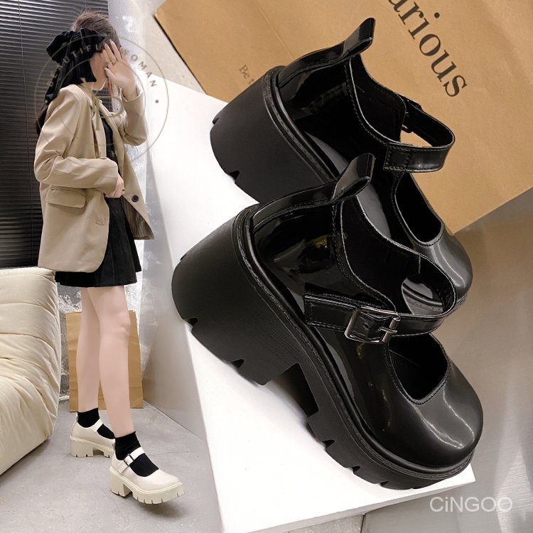 Giày Búp Bê Da PU Gót Thấp Mũi Vuông Sâu 3cm Thời Trang