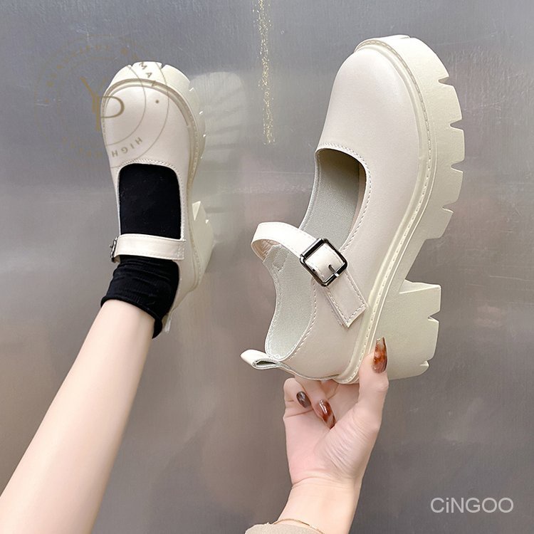 Giày Búp Bê Da PU Gót Thấp Mũi Vuông Sâu 3cm Thời Trang