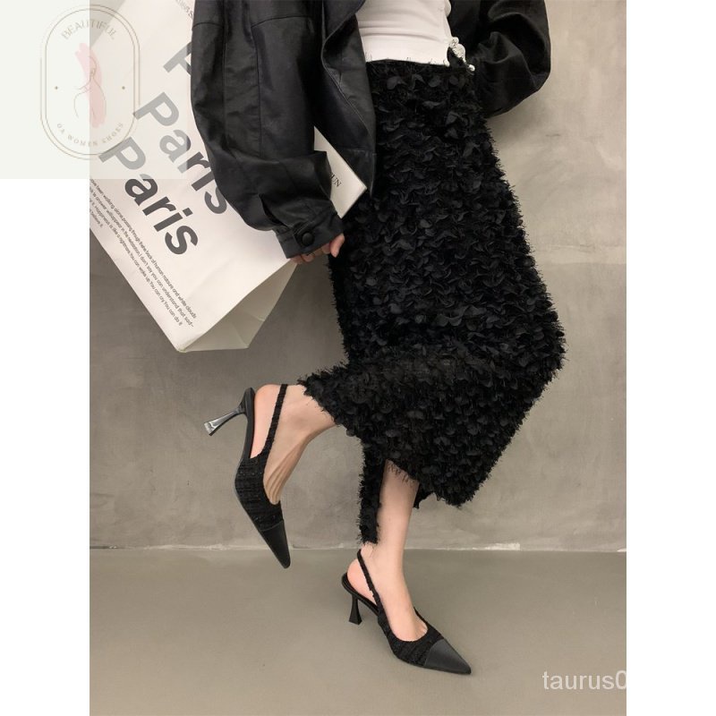 Giày Cao Gót Sandal Da PU Mũi Nhọn Thời Trang Sang Trọng 3-5cm