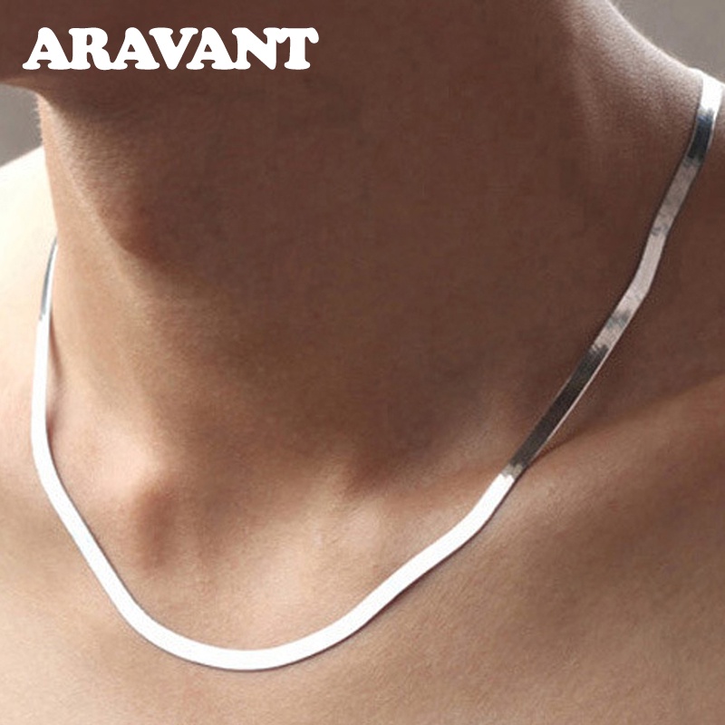 Vòng cổ Mạ Bạc 925 4MM Hình Xương Rắn Thời Trang