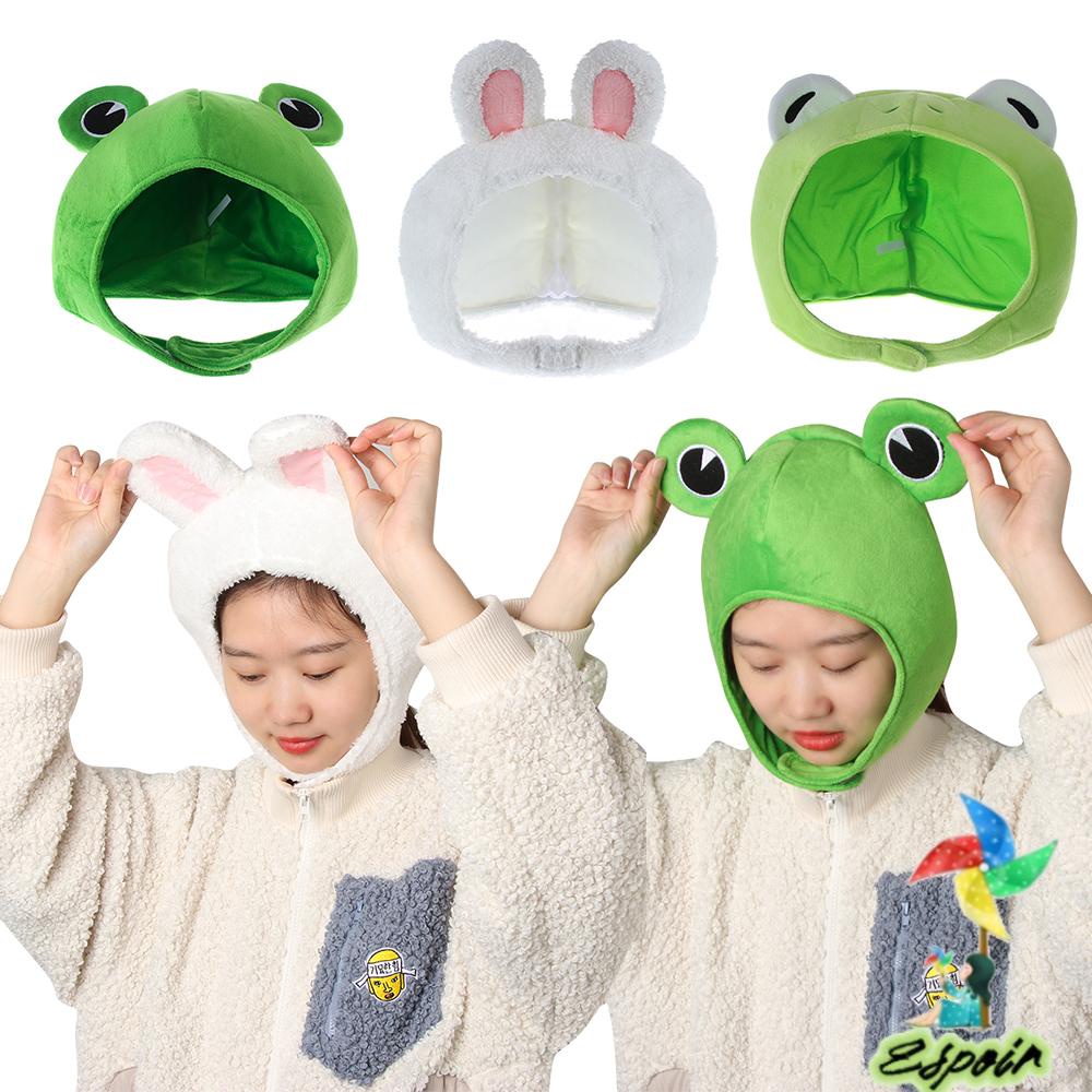 ESPO Mũ Beanie Hình Mắt Ếch / Thỏ Hoạt Hình Màu Xanh Lá Thời Trang Thu Đông Cho Nam Và Nữ