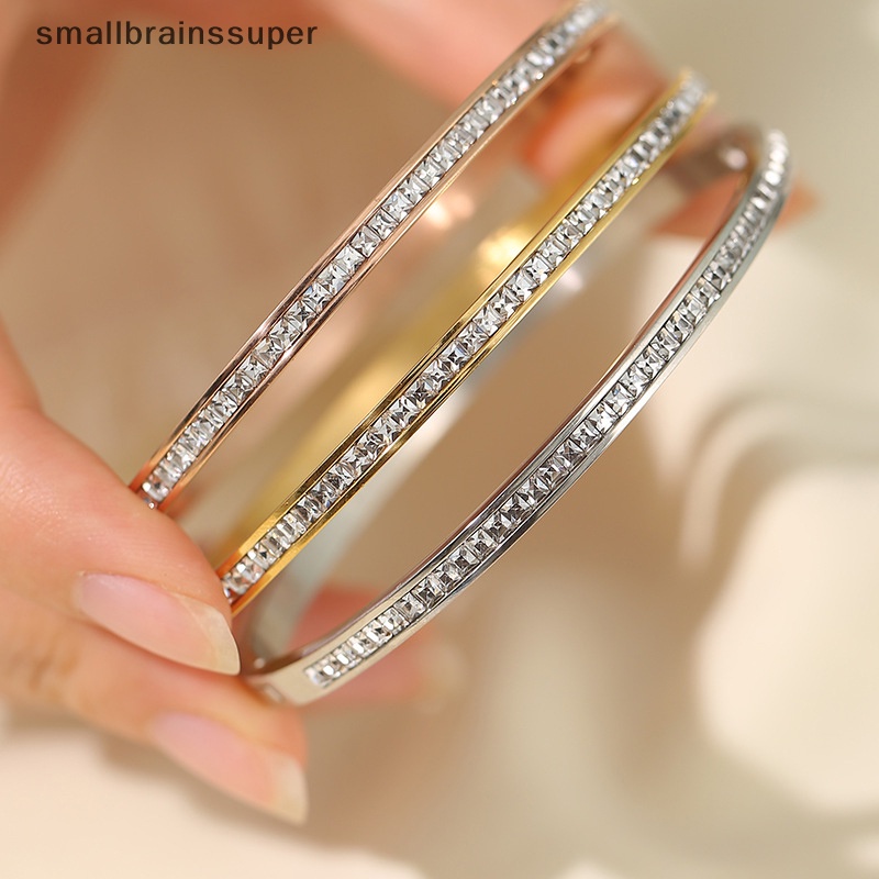 Smallbrainssuper Vòng Đeo Tay Bằng Thép Titan Đính Kim Cương Lấp Lánh Không Phai Màu Đơn Giản Thời Trang Cho Nữ SBS