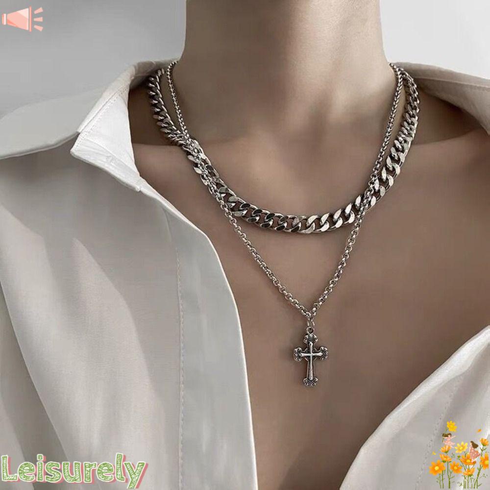 LEILY Vòng cổ Mặt Đá Quý Đen Phong Cách Punk Thời Trang Cho Nam