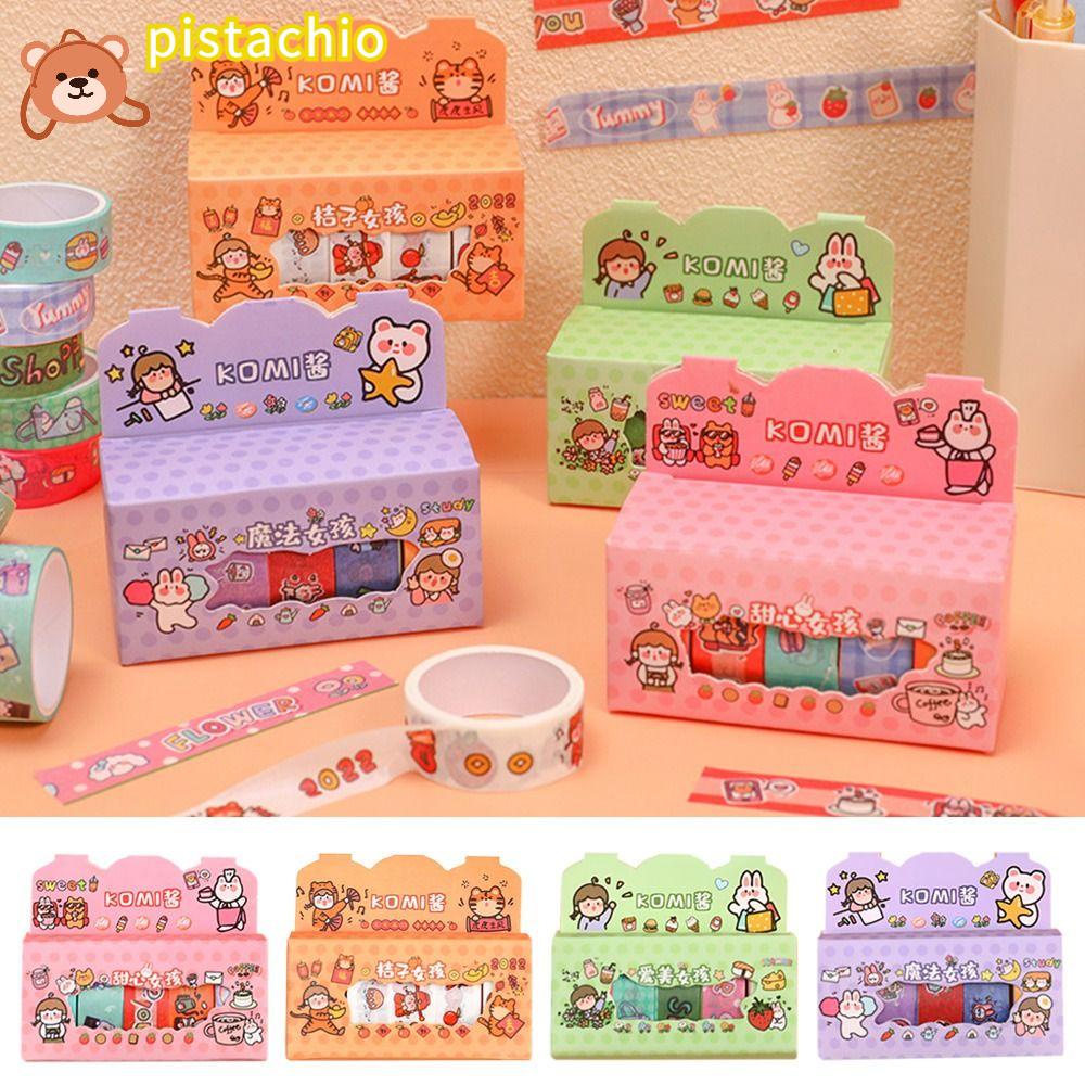 PISTA Set 4 Hộp Băng Keo Dán Trang Trí Sổ Tay DIY Hình Trái Tim