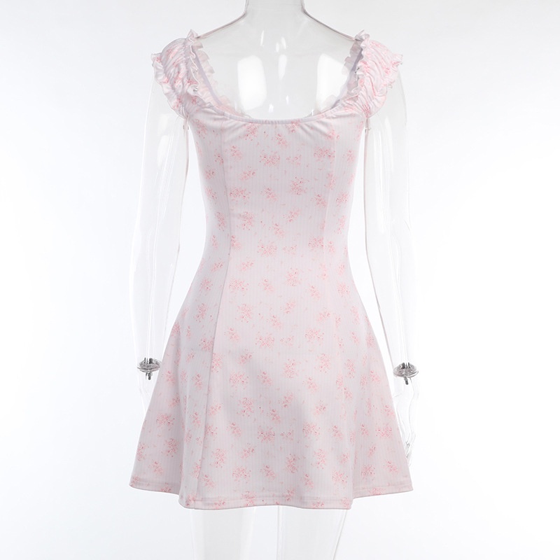 DUNEA Đầm Hai Dây Dáng Ôm In Họa Tiết Hoa Phong Cách Nhẹ Nhàng Thanh Lịch Dành Cho Bạn Nữ