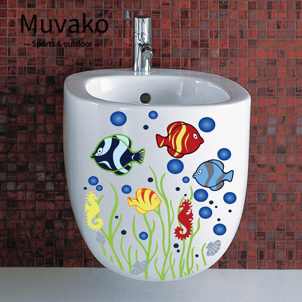 MUVAKO Miếng Dán Trang Trí Toilet Hình Thế Giới Dưới Nước