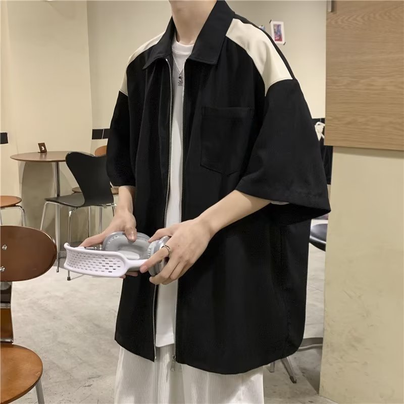 Áo Sơ Mi Tay Lửng Giả Hai Lớp Màu Sắc Thời Trang Dành Cho Nam