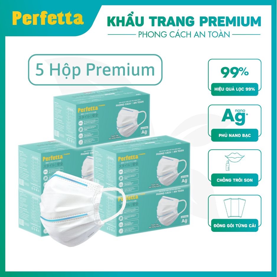 Khẩu Trang Y Tế Cao Cấp Chuẩn Nhật - Chính Hãng Perfetta Premium AG+